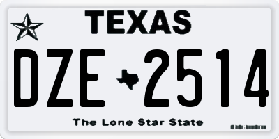 TX license plate DZE2514