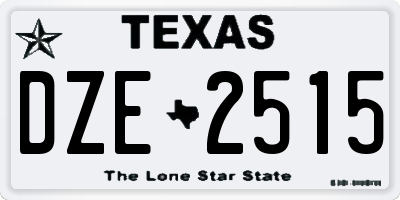 TX license plate DZE2515