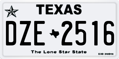 TX license plate DZE2516