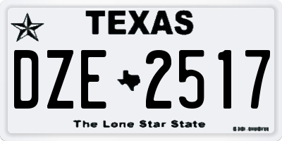 TX license plate DZE2517