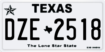 TX license plate DZE2518