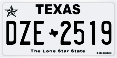 TX license plate DZE2519