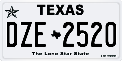 TX license plate DZE2520