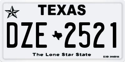TX license plate DZE2521