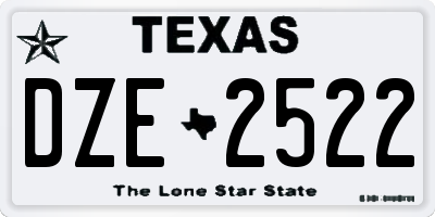 TX license plate DZE2522