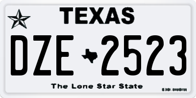 TX license plate DZE2523
