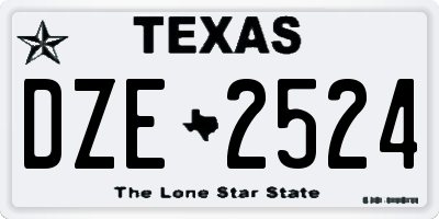 TX license plate DZE2524