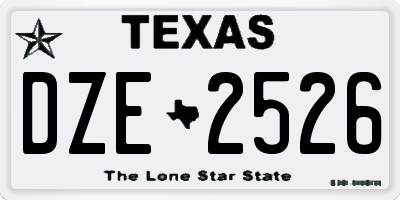 TX license plate DZE2526