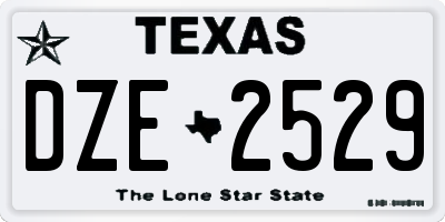 TX license plate DZE2529
