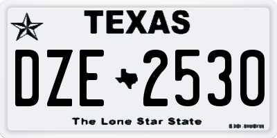 TX license plate DZE2530