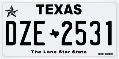 TX license plate DZE2531