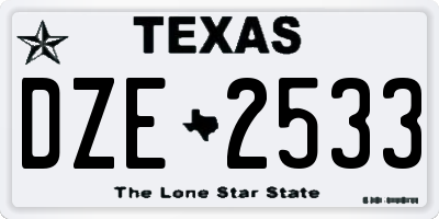 TX license plate DZE2533