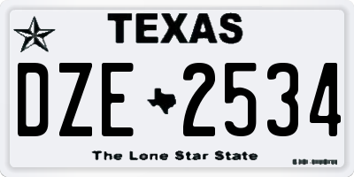 TX license plate DZE2534