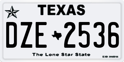 TX license plate DZE2536