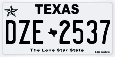 TX license plate DZE2537