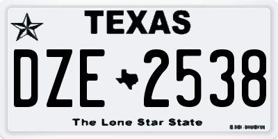 TX license plate DZE2538