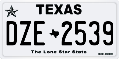 TX license plate DZE2539