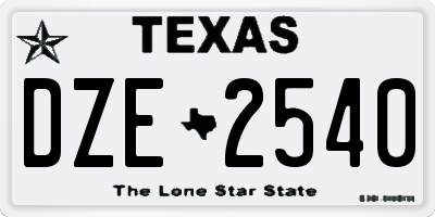 TX license plate DZE2540
