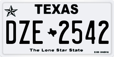 TX license plate DZE2542
