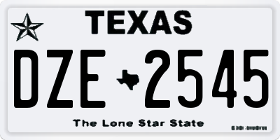 TX license plate DZE2545