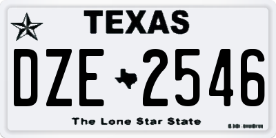 TX license plate DZE2546