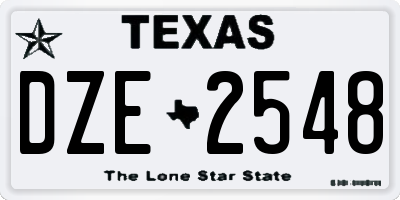 TX license plate DZE2548