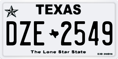 TX license plate DZE2549