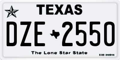 TX license plate DZE2550
