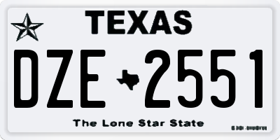 TX license plate DZE2551