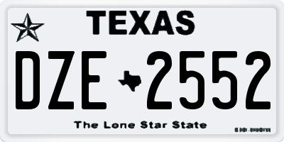 TX license plate DZE2552