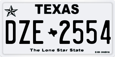 TX license plate DZE2554