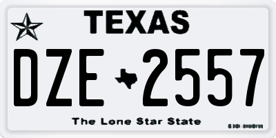 TX license plate DZE2557