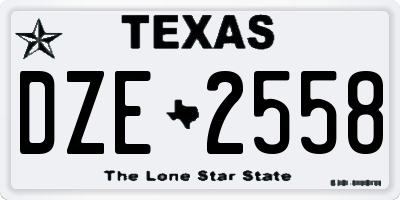 TX license plate DZE2558