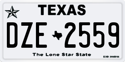 TX license plate DZE2559