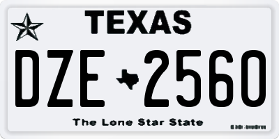 TX license plate DZE2560