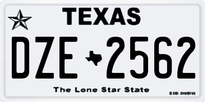 TX license plate DZE2562