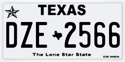 TX license plate DZE2566