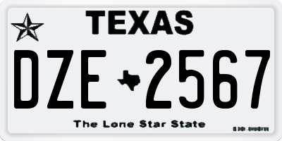 TX license plate DZE2567