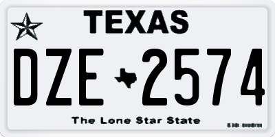 TX license plate DZE2574