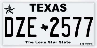TX license plate DZE2577