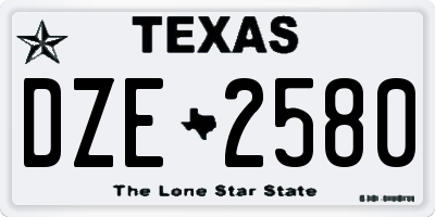 TX license plate DZE2580