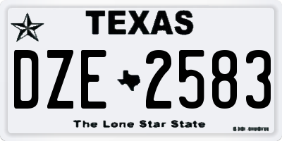 TX license plate DZE2583