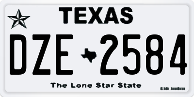 TX license plate DZE2584