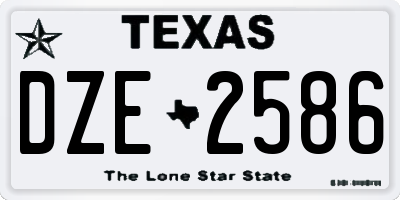 TX license plate DZE2586
