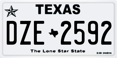 TX license plate DZE2592