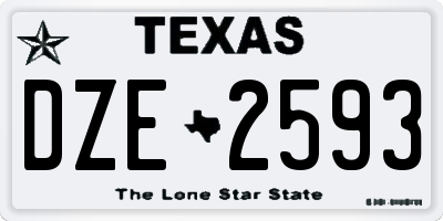 TX license plate DZE2593