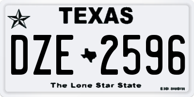 TX license plate DZE2596