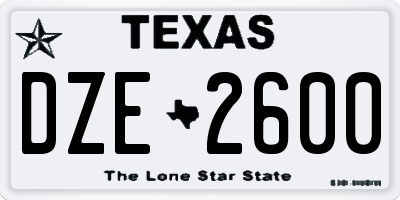 TX license plate DZE2600