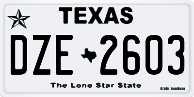 TX license plate DZE2603
