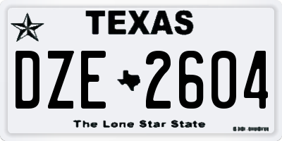 TX license plate DZE2604